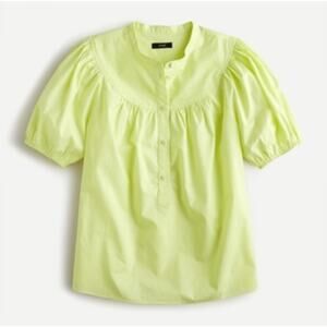J.Crew Puff-Sleeve Cotton Poplin Popover Top Size Medium